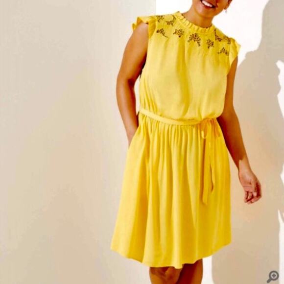 Loft Plus Size NWT Yellow Floral Ruffle Dress Women 22 *Pls See Description* - Picture 11 of 14
